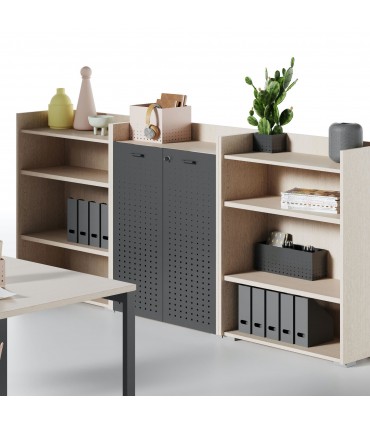 Mobile in legno con ante in metallo forate by Las