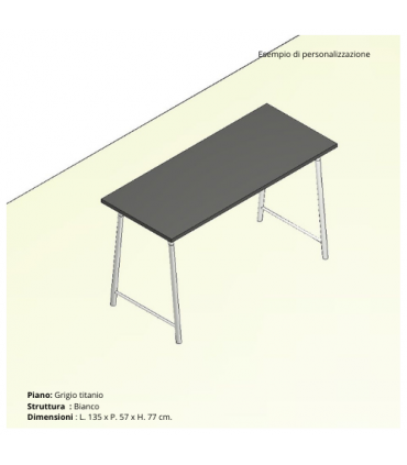 Scrivania con gamba a cavalletto serie Volo