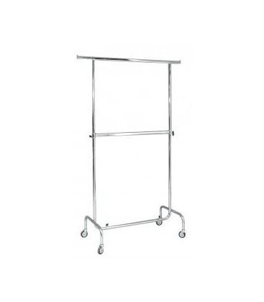 Appendiabiti su ruote cromato con barra regolabile