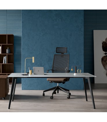 Scrivania direzionale con piano in vetro Rhea by Compir