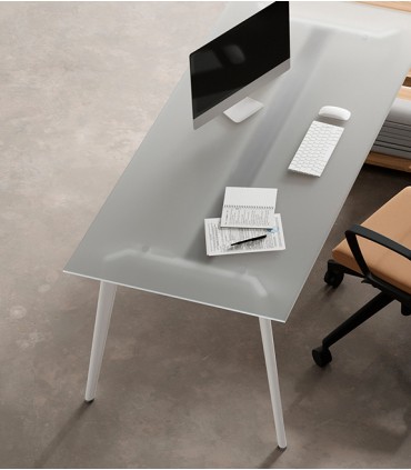 Scrivania direzionale con piano in vetro Rhea by Compir