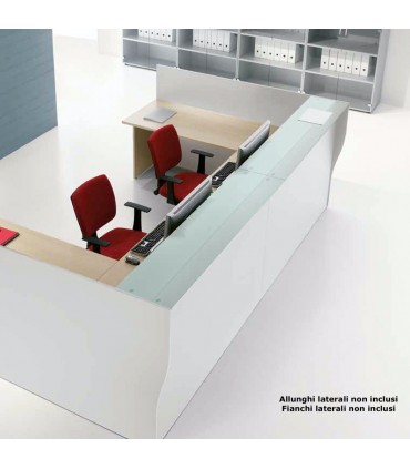 Reception lineare con mensola in vetro by Compir