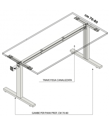 Scrivania operativa con gamba a T by Las