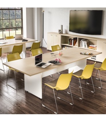 Tavolo riunioni con basamento in legno LAS