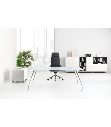 Scrivania direzionale con piano in cristallo Enosi by LAS