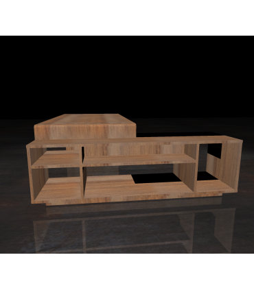 Scrivania con fianco sagomato e mobile servente by Compir