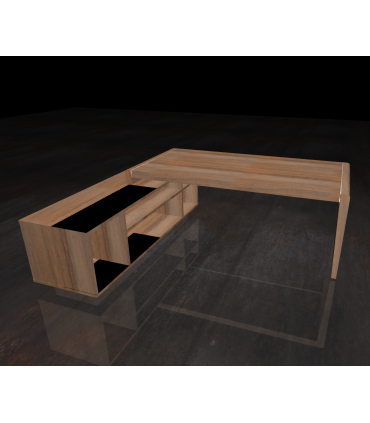 Scrivania con fianco sagomato e mobile servente by Compir