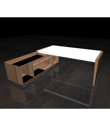 Scrivania con fianco sagomato e mobile servente by Compir