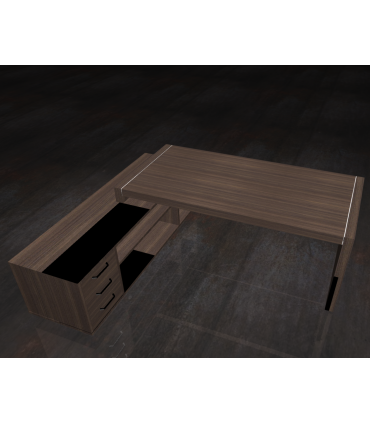 Scrivania con fianco dritto e mobile servente con cassettiera by Compir