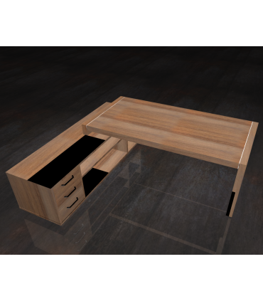 Scrivania con fianco dritto e mobile servente con cassettiera by Compir