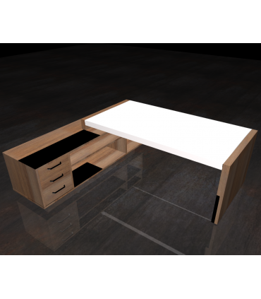 Scrivania con fianco dritto e mobile servente con cassettiera by Compir