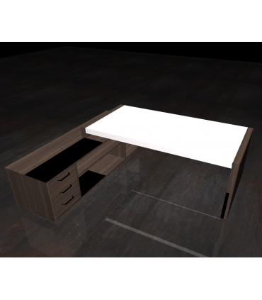 Scrivania con fianco dritto e mobile servente con cassettiera by Compir