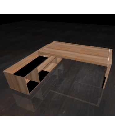 Scrivania con fianco dritto e mobile servente a giorno by Compir