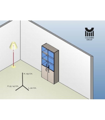 Mobile alto con ante in vetro trasparente