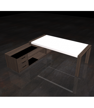 Scrivania con gamba a ponte e mobile a giorno con cassettiera by Compir