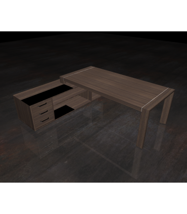 Scrivania con gamba a ponte e mobile a giorno con cassettiera by Compir