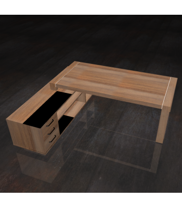 Scrivania con gamba a ponte e mobile a giorno con cassettiera by Compir