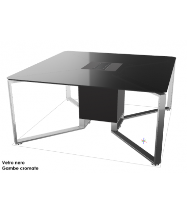 Tavolo riunioni quadrato con piano in vetro I MEET by Las