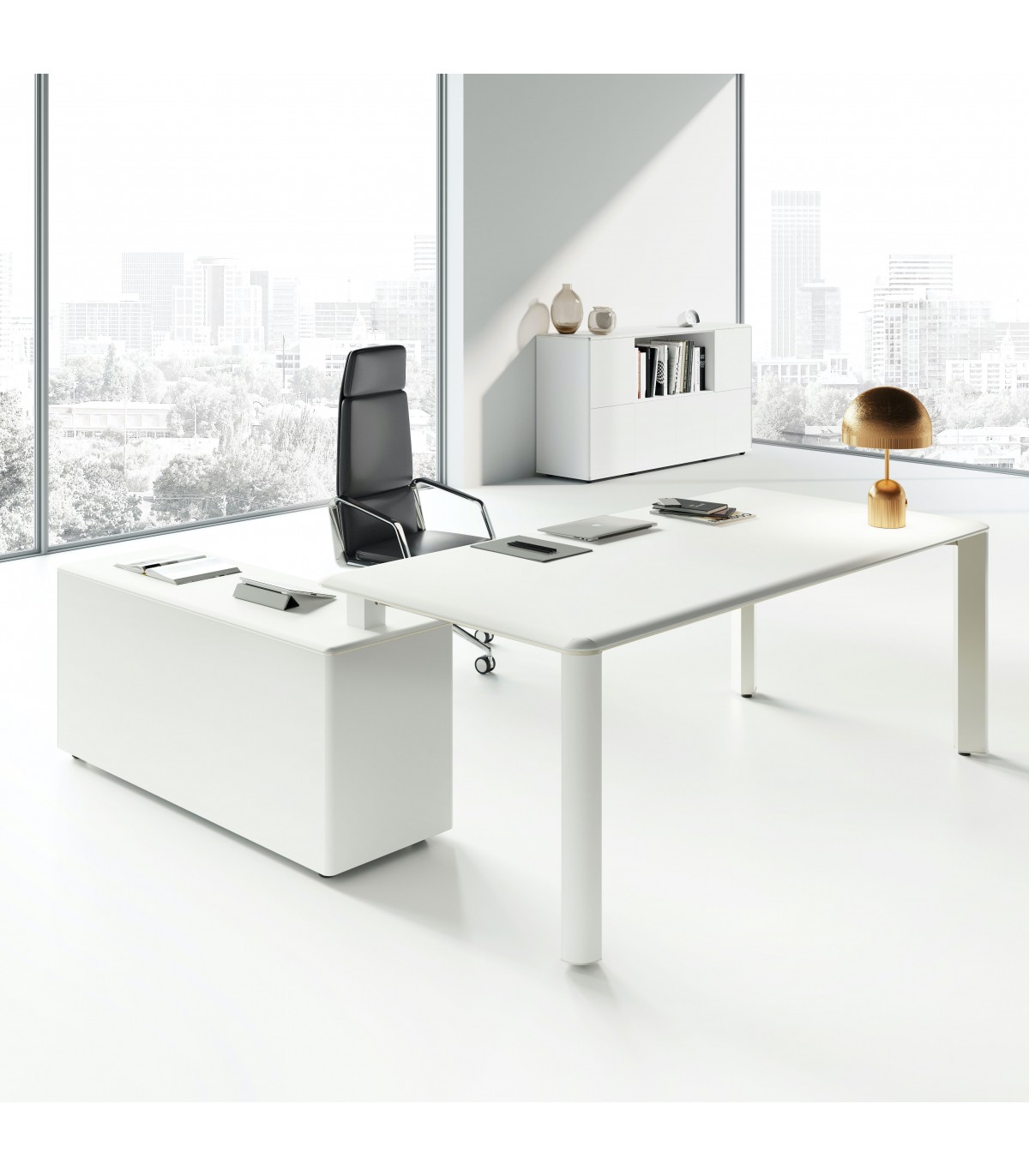 Scrivania da Ufficio Home Office con Piano 90 x 50 cm con Scaffali