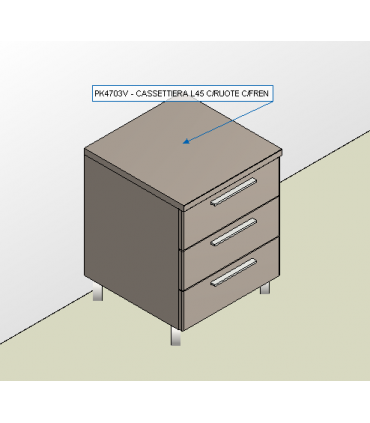 Cassettiera su ruote 3 cassetti monocolore by Colombini