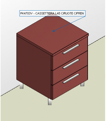 Cassettiera su ruote 3 cassetti monocolore by Colombini