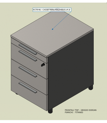 Cassettiera con vano cancelleria su ruote by Colombini
