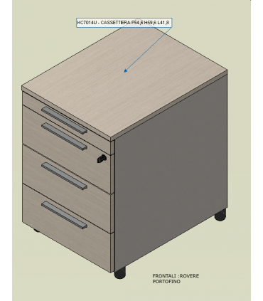 Cassettiera con vano cancelleria su ruote by Colombini