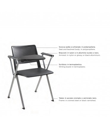 Sedia fissa con scocca in polipropilene Free by Compir