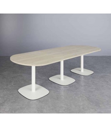 Tavolo riunioni ovale con basamento metallico Teko