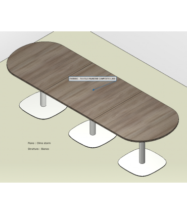 Tavolo riunioni ovale con basamento metallico Teko