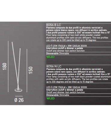 Piantana da terra a led Twins by Perenz
