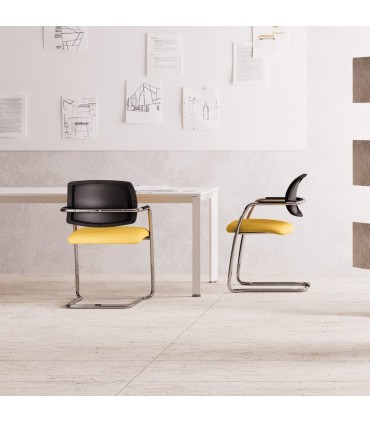 Sedia a slitta con schienale in rete Sistema