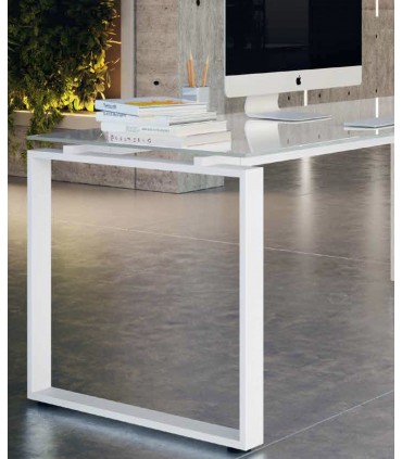 Scrivania con piano in vetro e gamba ad anello chiuso Loft