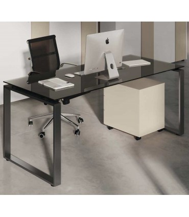 Scrivania con piano in vetro e gamba ad anello chiuso Loft