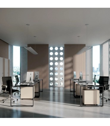 Scrivania con piano in vetro e gamba ad anello chiuso Loft