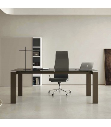 Scrivania direzionale con piano in vetro Go Steel by Colombini