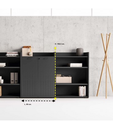 Mobile in legno con ante in metallo forate by Las