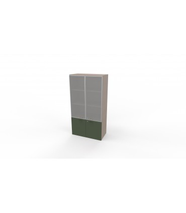 Mobile alto con ante in legno e in vetro temperato by LAS