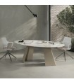 Tavolo riunione ovale con piano in ceramica Monolith by Las