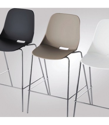 Sgabello con telaio cromato Luna by Compir