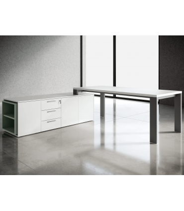 Scrivania direzionale Go Steel con mobile servente by Colombini