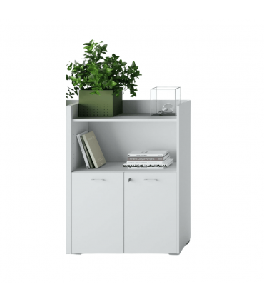 Mobile medio con ante in legno e ripiano a giorno Oxi