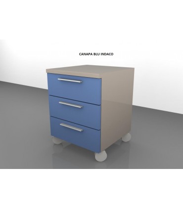 Cassettiera bicolore su ruote 3 cassetti by colombini