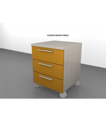 Cassettiera bicolore su ruote 3 cassetti by colombini