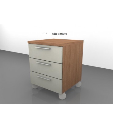 Cassettiera bicolore su ruote 3 cassetti by colombini