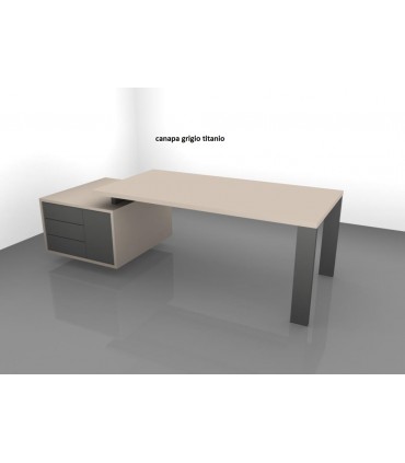 Scrivania direzionale Go Steel con mobile ed inserto frontale by Colombini
