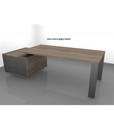 Scrivania direzionale Go Steel con mobile ed inserto frontale by Colombini