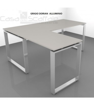 Scrivania gamba ad anello chiuso con allungo Loft