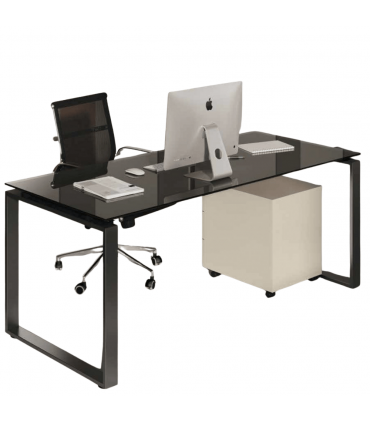 Scrivania con piano in vetro e gamba ad anello chiuso Loft
