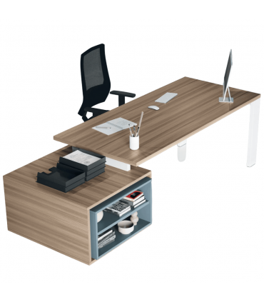 Scrivania direzionale Go Steel con mobile ed inserto frontale by Colombini